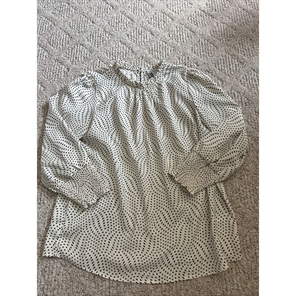 Carolina Belle Blouse Women's Medium Polka Dot 3/4 Sleeve Lightweight EUC‎